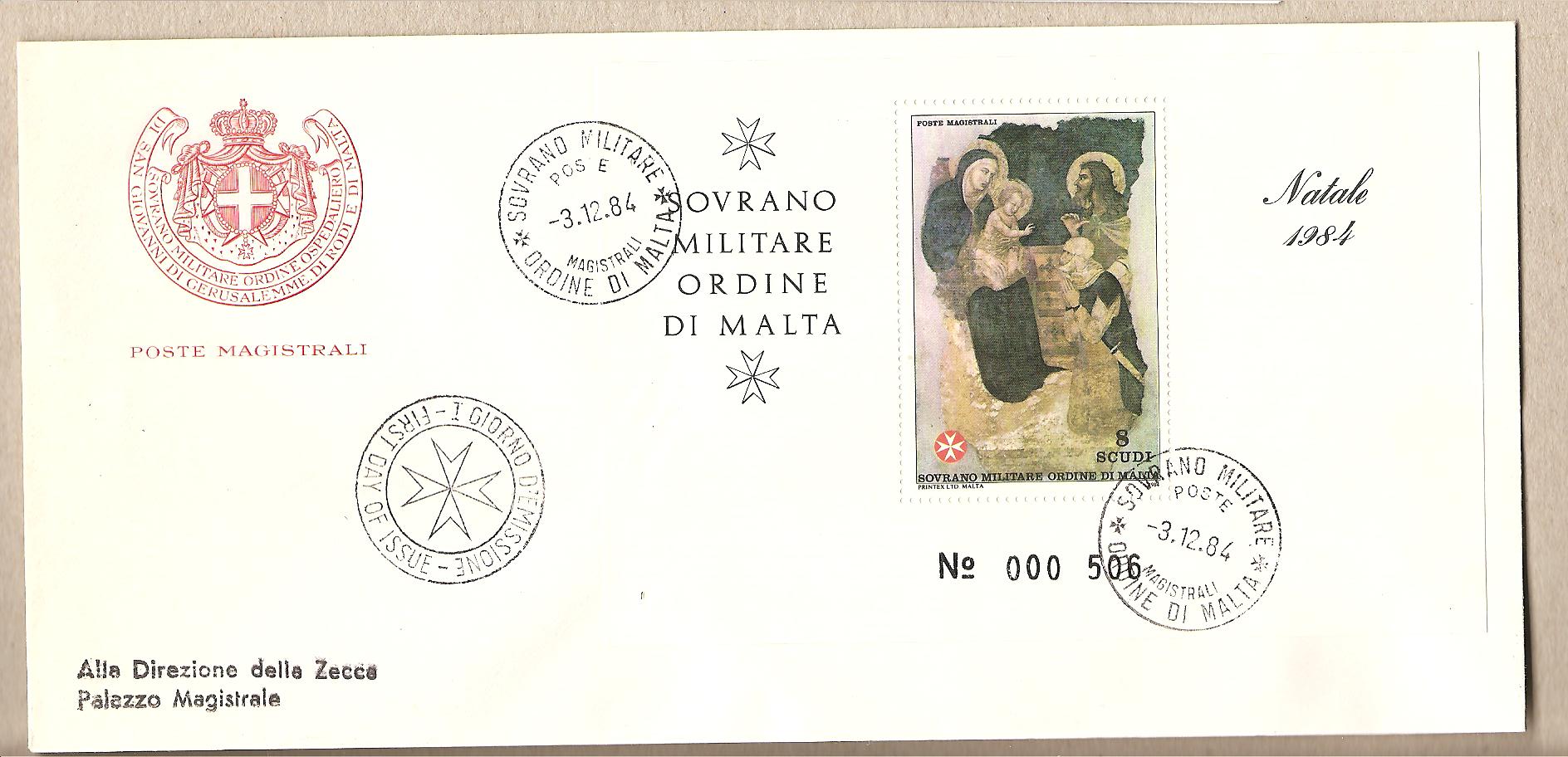 34389 - SMOM - busta FDC con foglietto: Natale - 1984