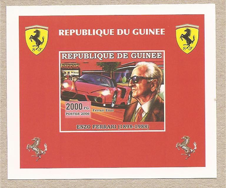 34415 - Guinea - foglietto Prestige nuovo: Enzo Ferrari e le sue macchine - 2006