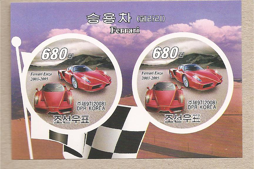 34444 - Corea del Nord - foglietto nuovo non dentellato: Auto Ferrari - 2008