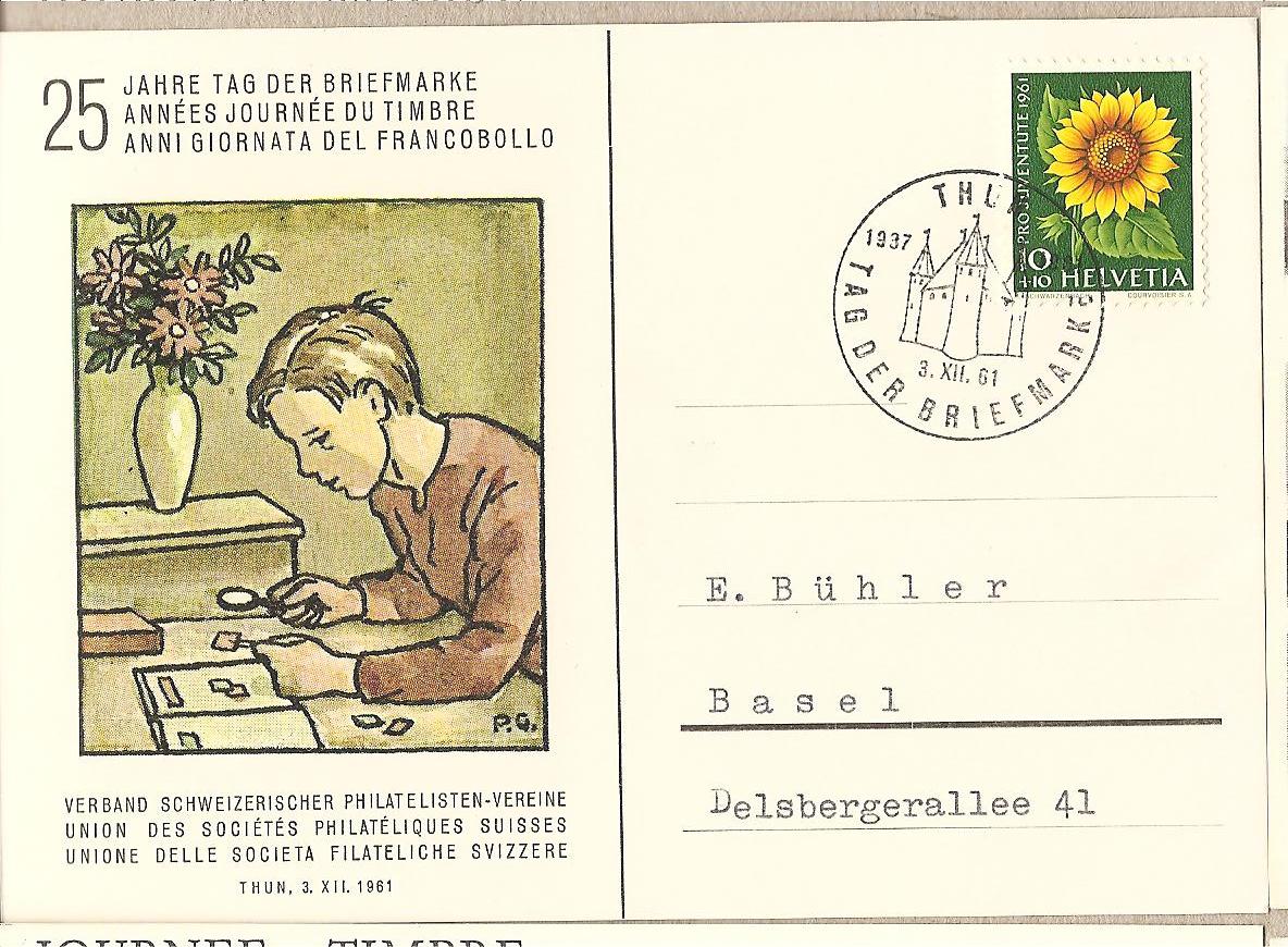 34461 - Svizzera - cartolina con annullo speciale: Giornata del francobollo - 1961