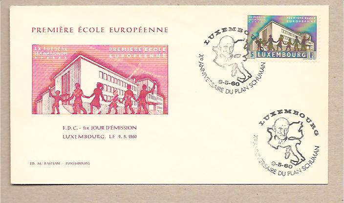 34539 - Lussemburgo - busta fdc con serie completa: Prima Scuola Europea - 1960