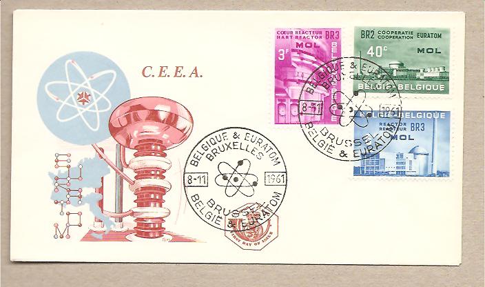 34549 - Belgio - busta FDC con serie completa: Centro Euratom a Mol - 1961