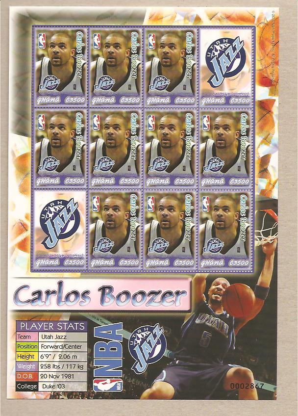 34597 - Ghana - foglietto nuovo: Stelle della NBA: Carlos Boozer - 2006