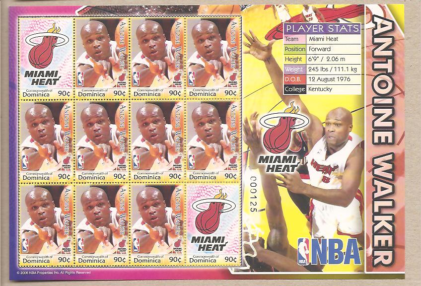 34605 - Dominica - foglietto nuovo: Stelle della NBA: Antoine Walker - 2006