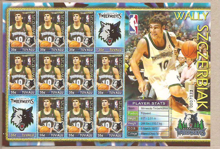 34609 - Tuvalu - foglietto nuovo: Stelle della NBA: Wally Szczerbiak - 2006