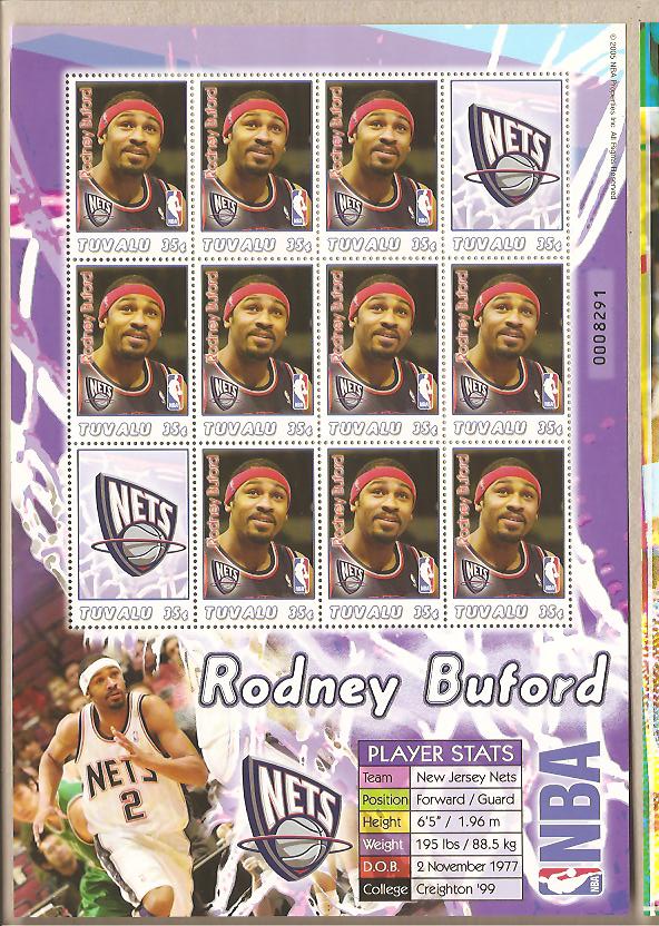 34610 - Tuvalu - foglietto nuovo: Stelle della NBA: Rodney Buford - 2006