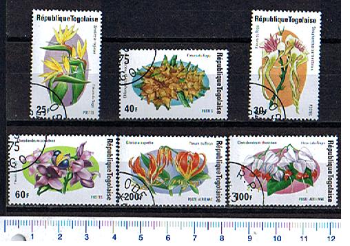 3467 - TOGO,  Anno 1975-3459,  Yvert 827/830+A244/245  -  Fiori del Togo, soggetti diversi  -  4 valori serie completa timbrata