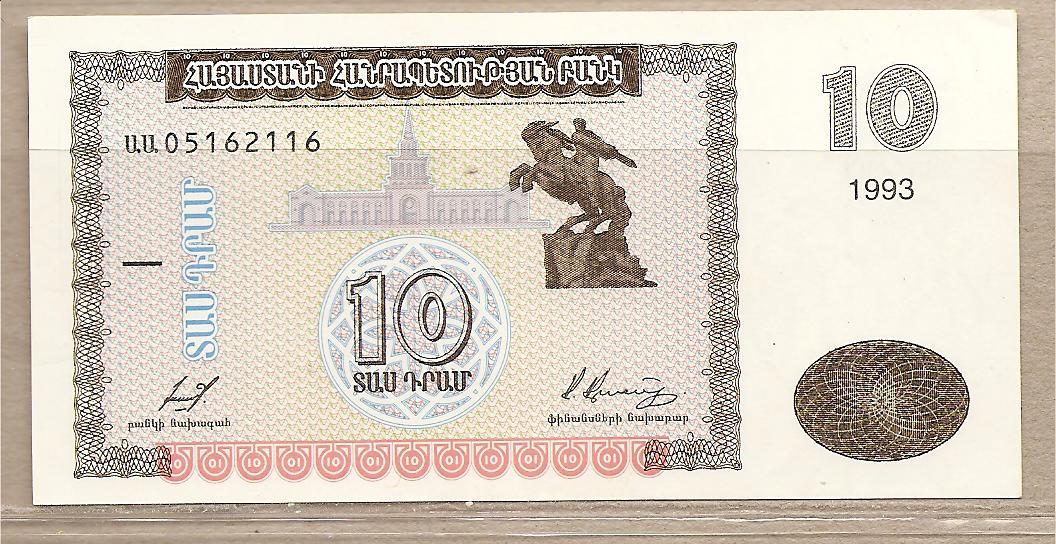 34900 - Armenia - banconota non circolata  da 10 Dram - 1993