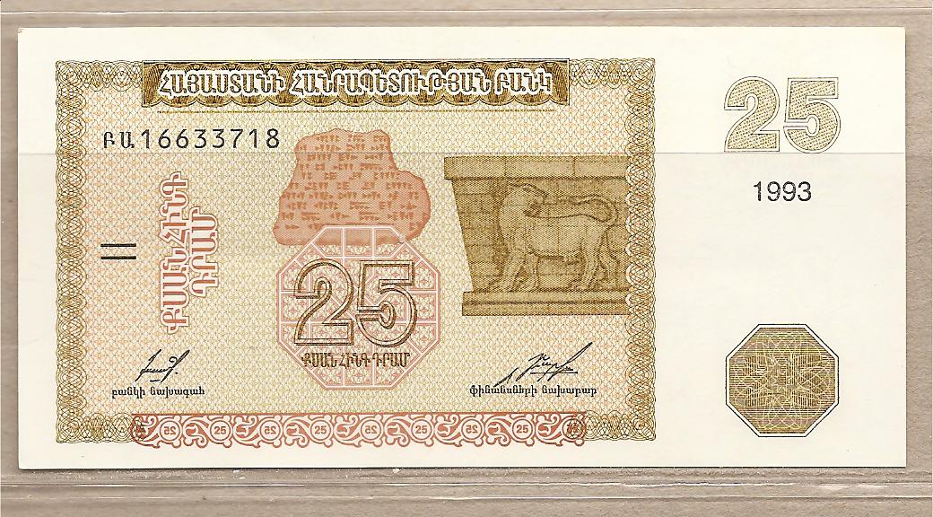 34905 - Armenia - banconota non circolata da 25 Dram - 1993