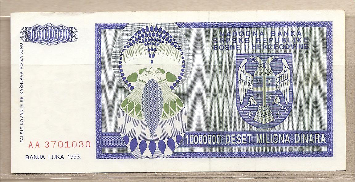 35206 - Rep. Serba di Bosnia Erzegovina - banconota circolata da 10.000.000 Dinari - 1993