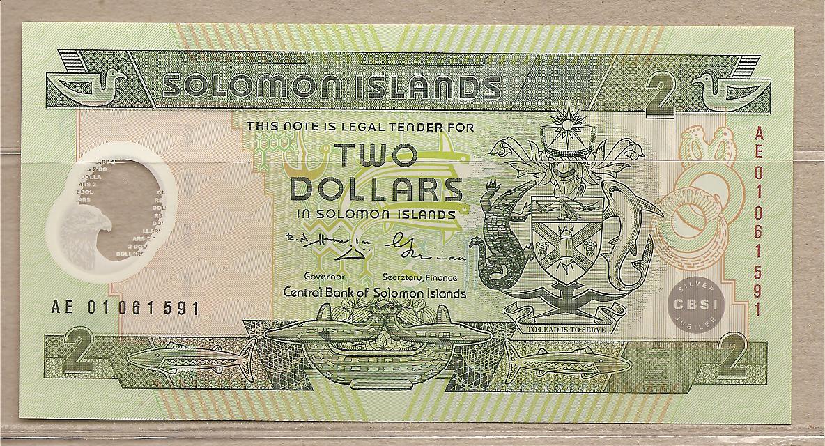35254 - Is. Salomone - banconota commemorativa non circolata da 2 Dollari - Polimero