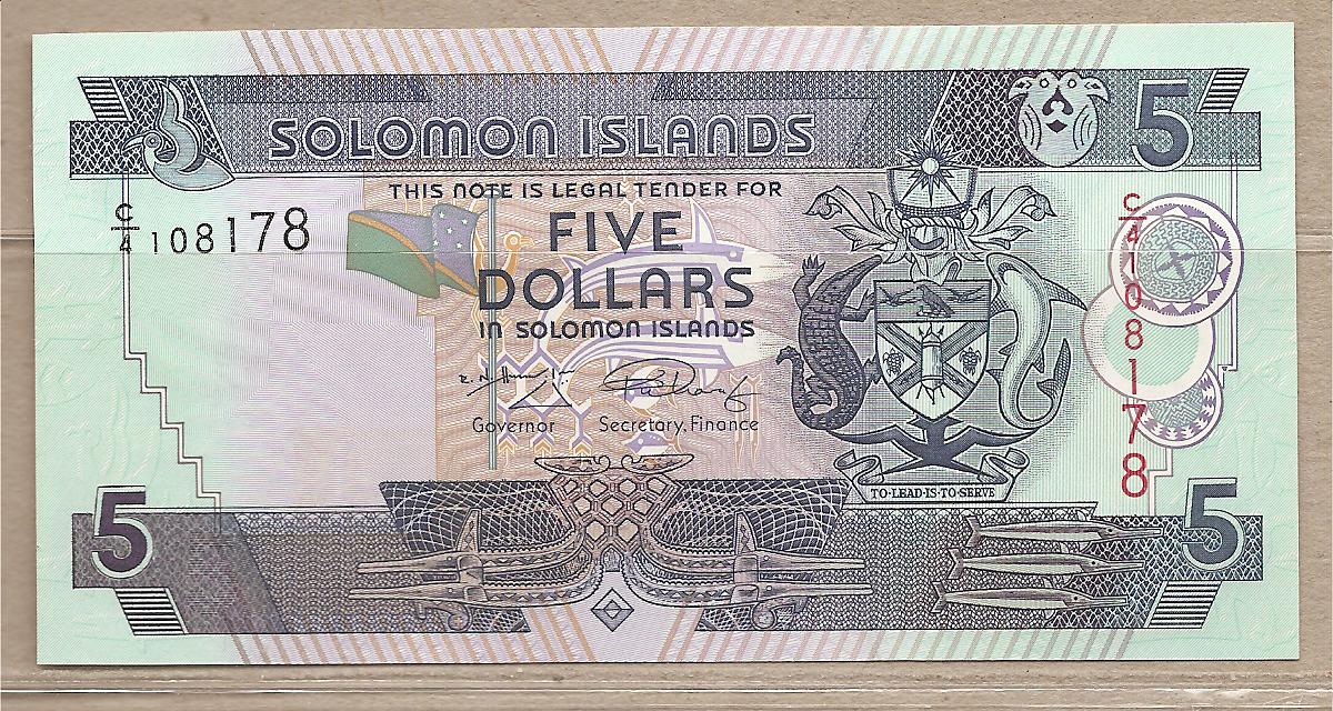 35310 - Is. Salomone - banconota non circolata da 5 Dollari - 2005