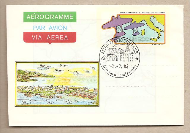 35329 - Italia - aereogramma FDC: 2 Transvolata atlantica - 1983