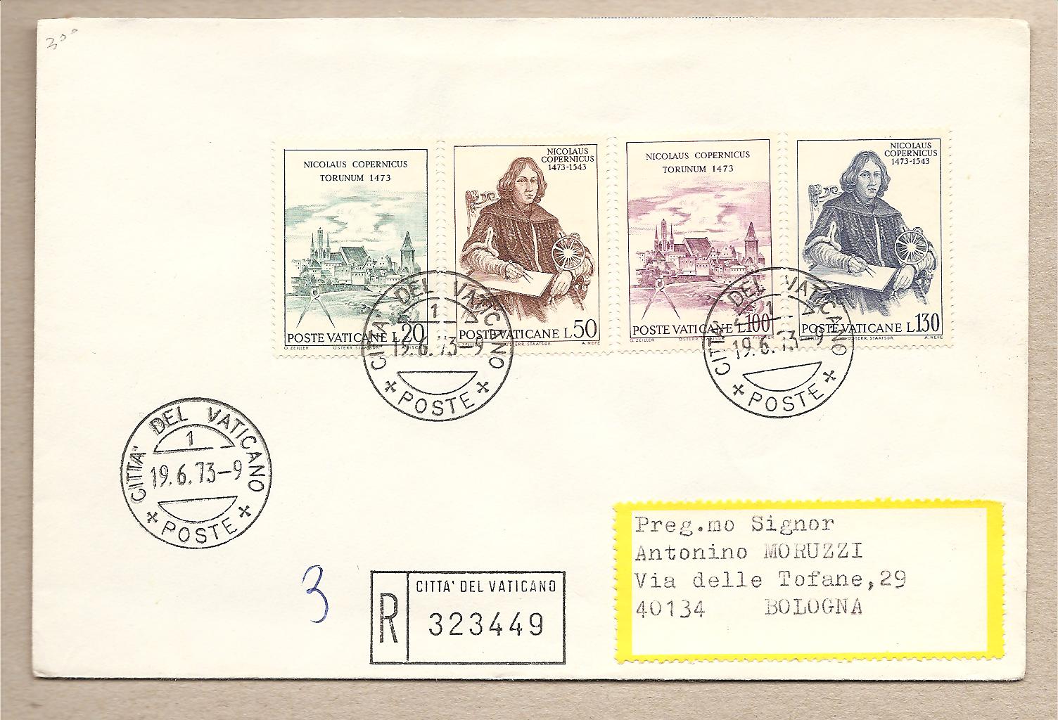 35356 - Vaticano - busta viaggiata FDC con serie completa: 5 centenario della nascita di Nicol Copernico - astronomo - 1973