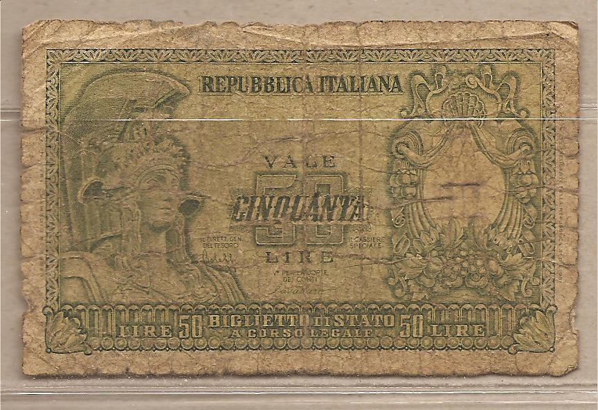 35698 - Italia - banconota circolata da 50 Lire - 1951
