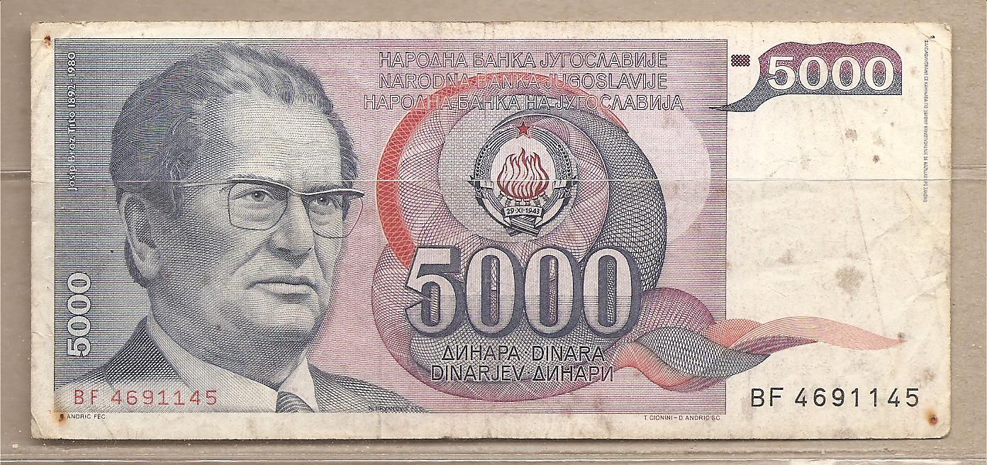 35745 - Yugoslavia - banconota circolata da 5.000 Dinari - 1985