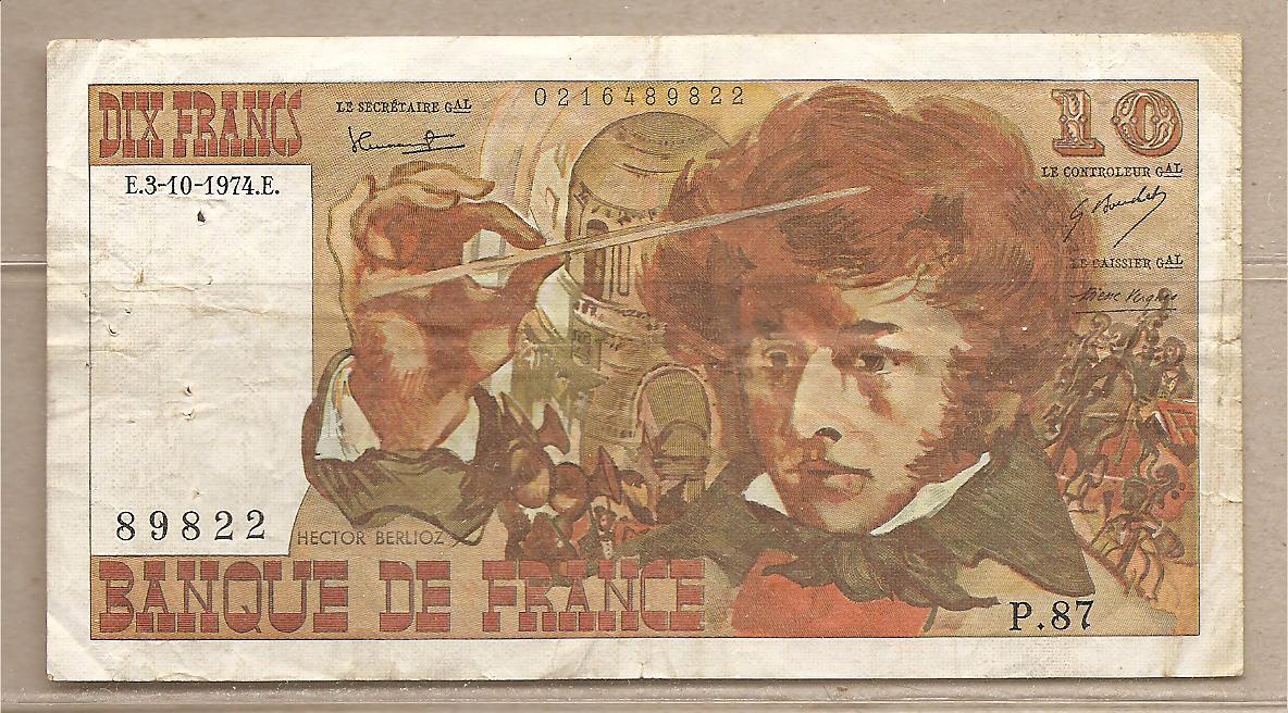 35808 - Francia - banconota circolata da 10 Franchi - 1974