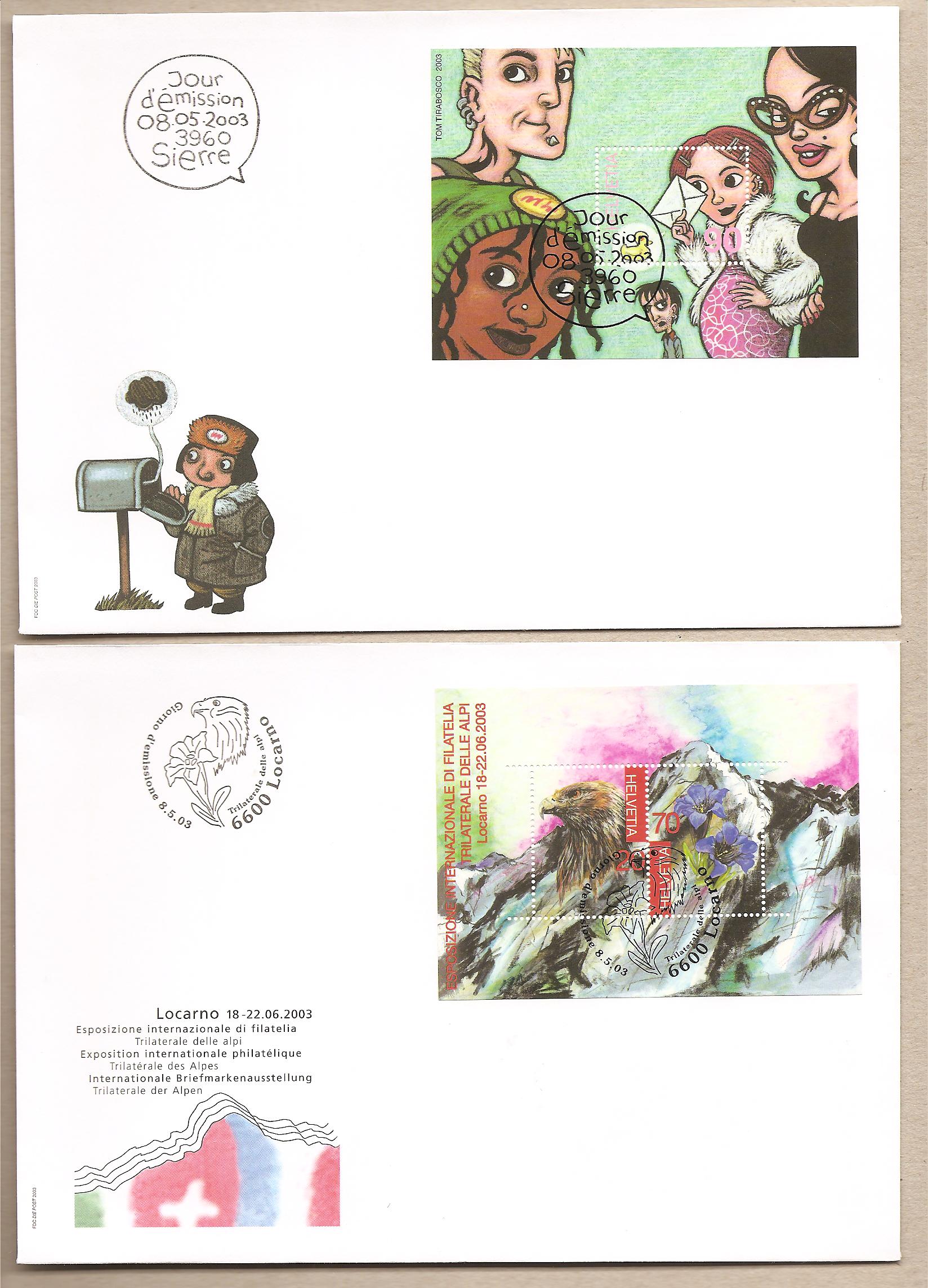 35879 - Svizzera - annata 2003 completa su buste FDC (23pz.) - alto valore di cataloto - Non visibile per intero