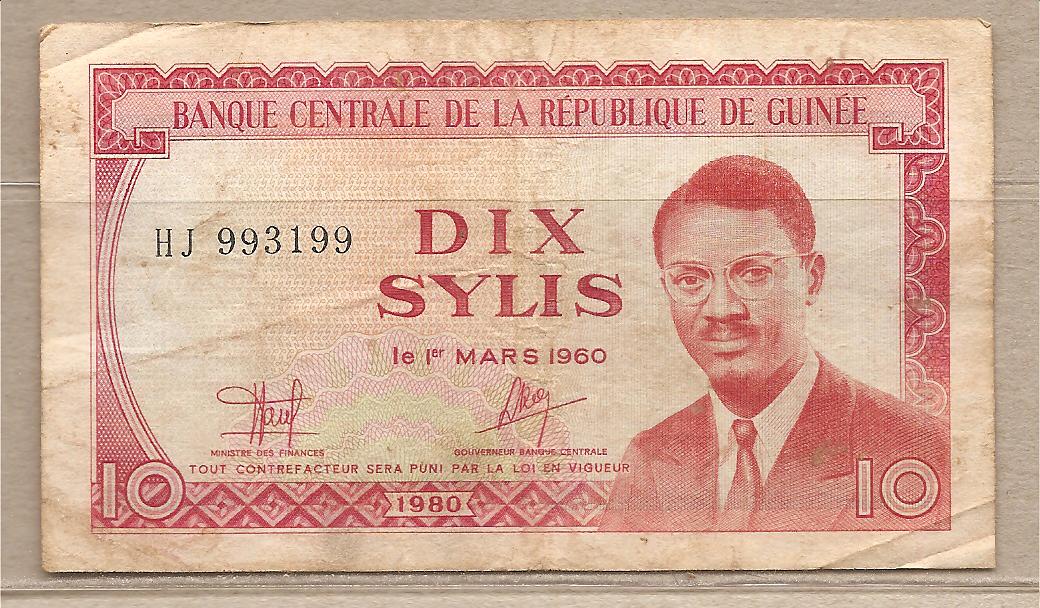 35893 - Guinea - banconota circolata da 10 Sylis - 1980