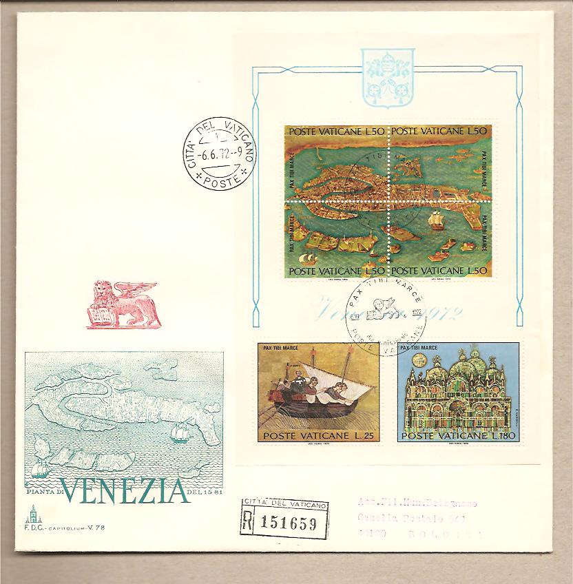 35905 - Vaticano - busta FDC con foglietto: Salviamo Venezia - 1972 - viaggiata raccomandata