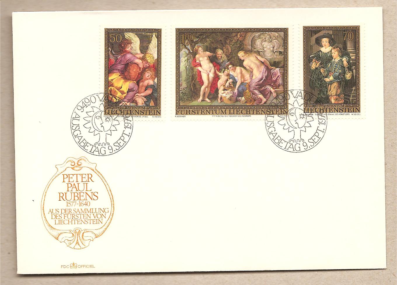 36093 - Liechtenstein - busta FDC con serie completa: 4 centenario della nascita del Pittore Rubens - 1976