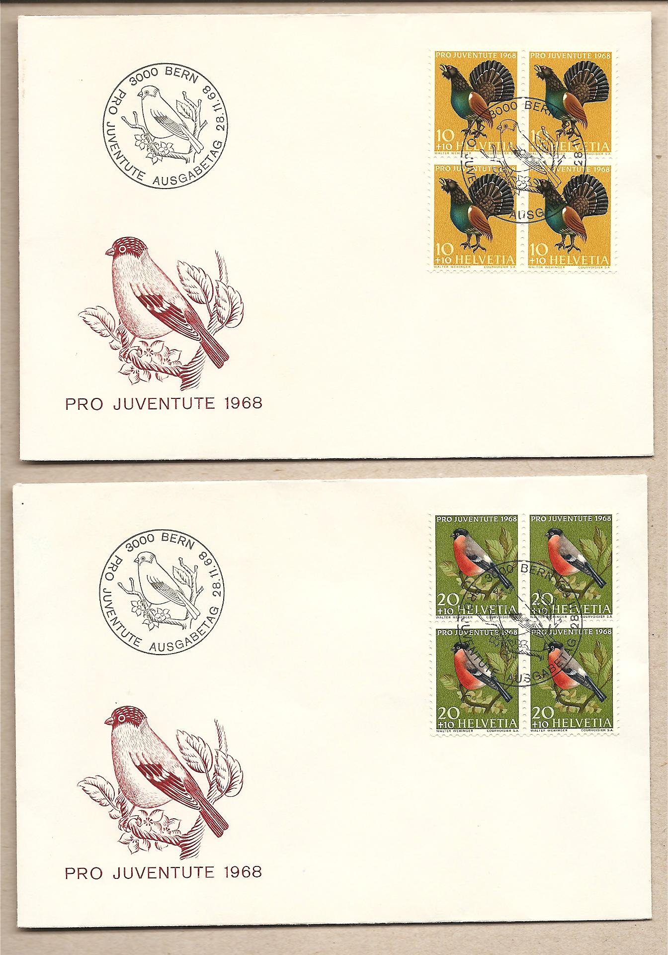 36096 - Svizzera - 4 buste FDC con serie completa in quartina: Pro Juventute - 1968 * G - non visibile per intero