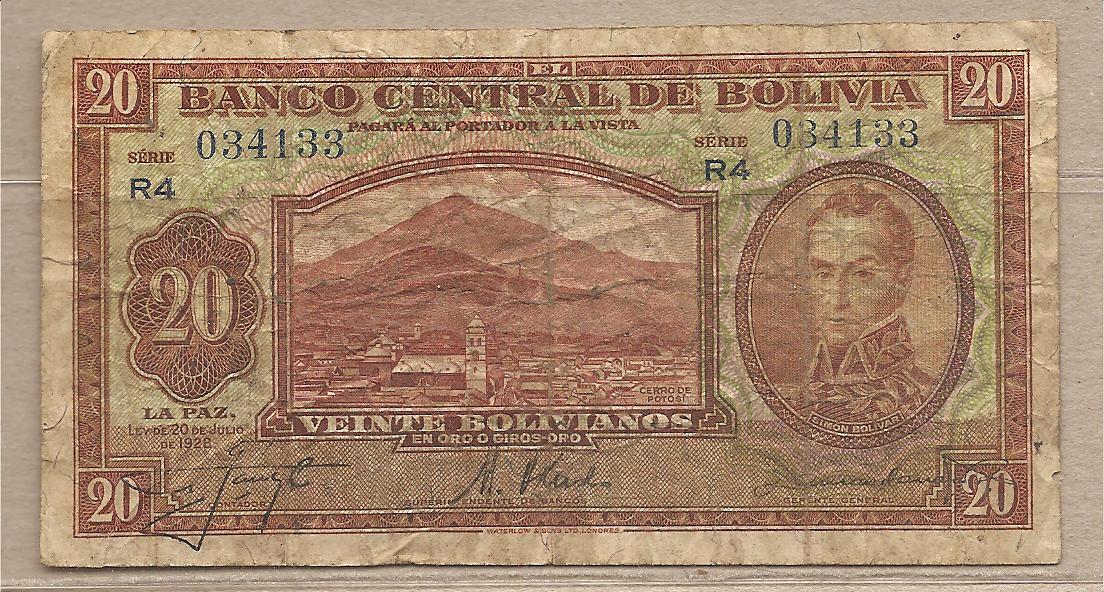 36172 - Bolivia - banconota circolata da 20 Bolivanos - 1928