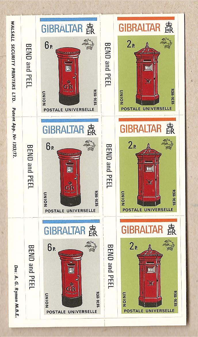 36288 - Gibilterra - foglietto nuovo non dentellato automatici: centenario dell UPU - 1974 * G