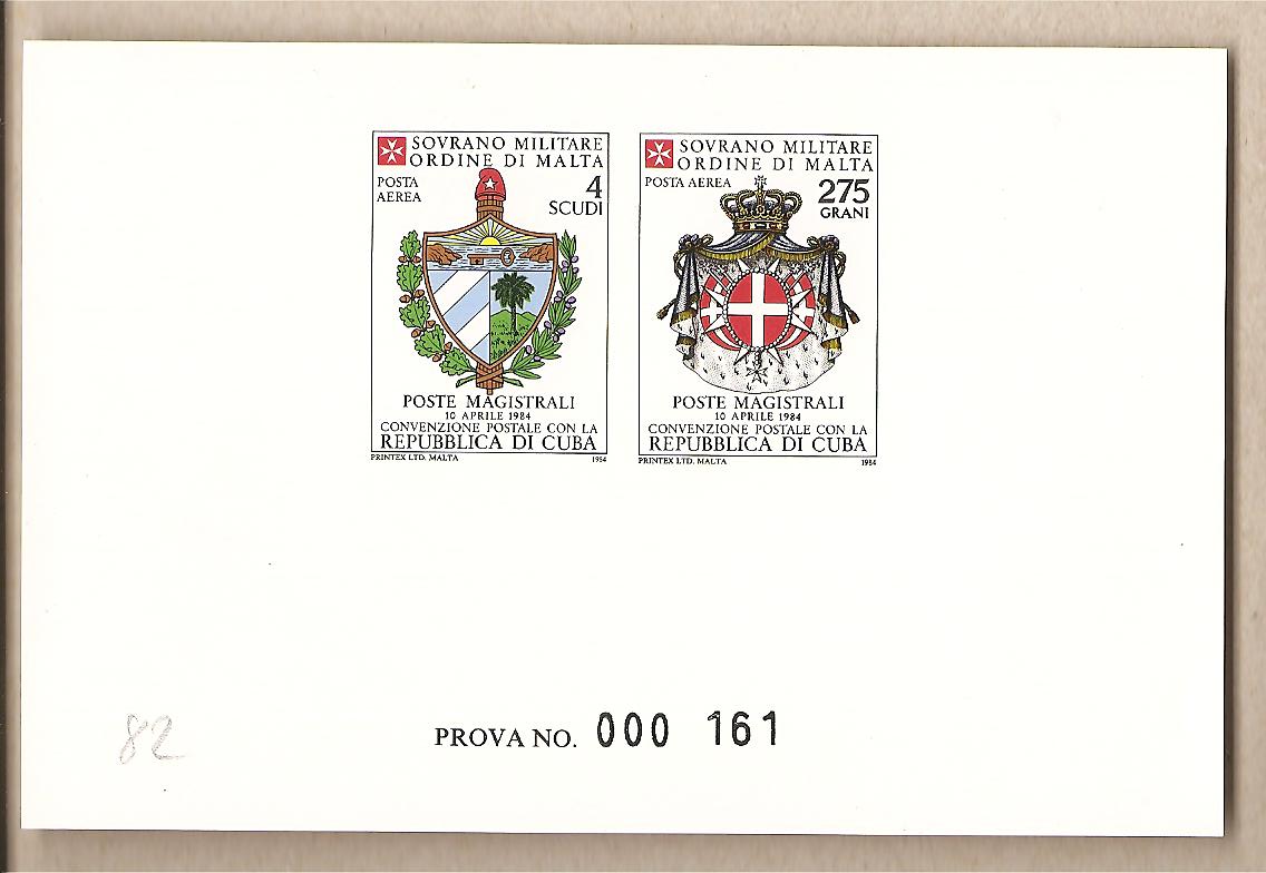 36887 - SMOM - Prova di stampa serie di posta aerea A11/A12 - 1984 - Convenzione postale con Cuba