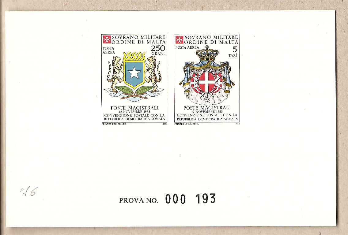 36888 - SMOM - Prova di stampa serie di posta aerea A5/A6 - 1984 - Convenzione postale con Somalia