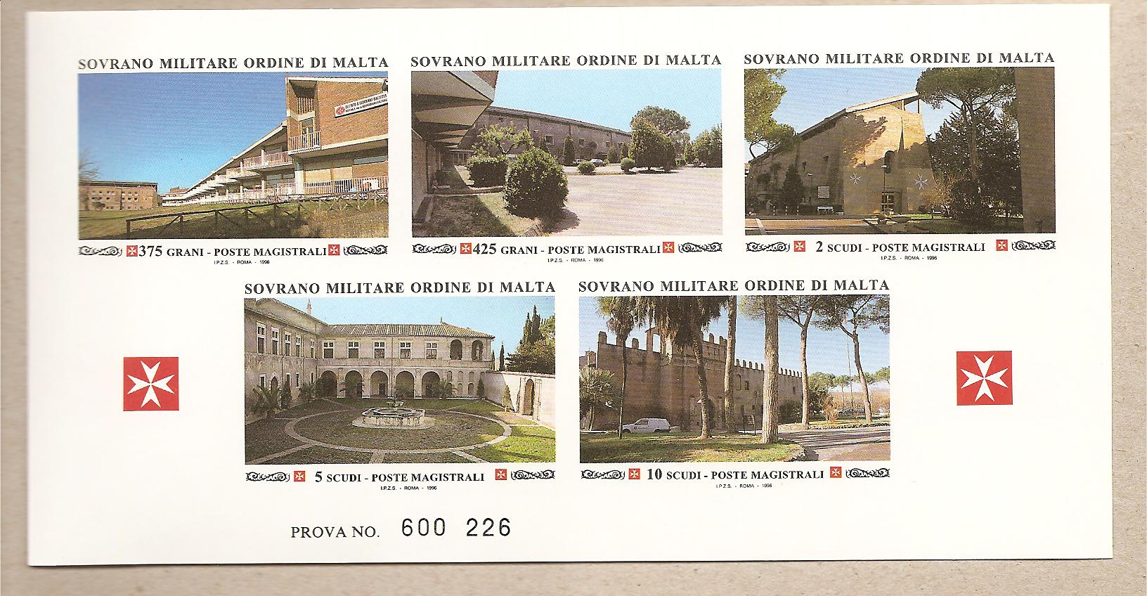 36896 - SMOM - Prova di stampa serie 498-502 - 1996 - Ospedale di San Giovanni e Castello della Magliana