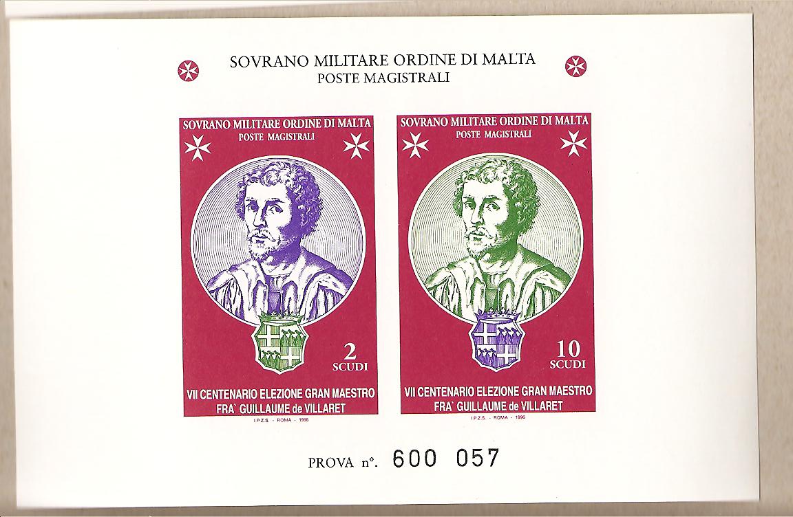 36899 - SMOM - Prova di stampa serie 510/1 - 1996 - 7 centenario dell elezione di Fr Guillaume de Villaret