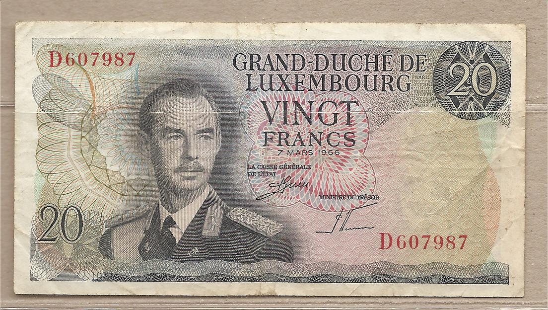 36921 - Lussemburgo - banconota circolata da 20 Franchi - 1966