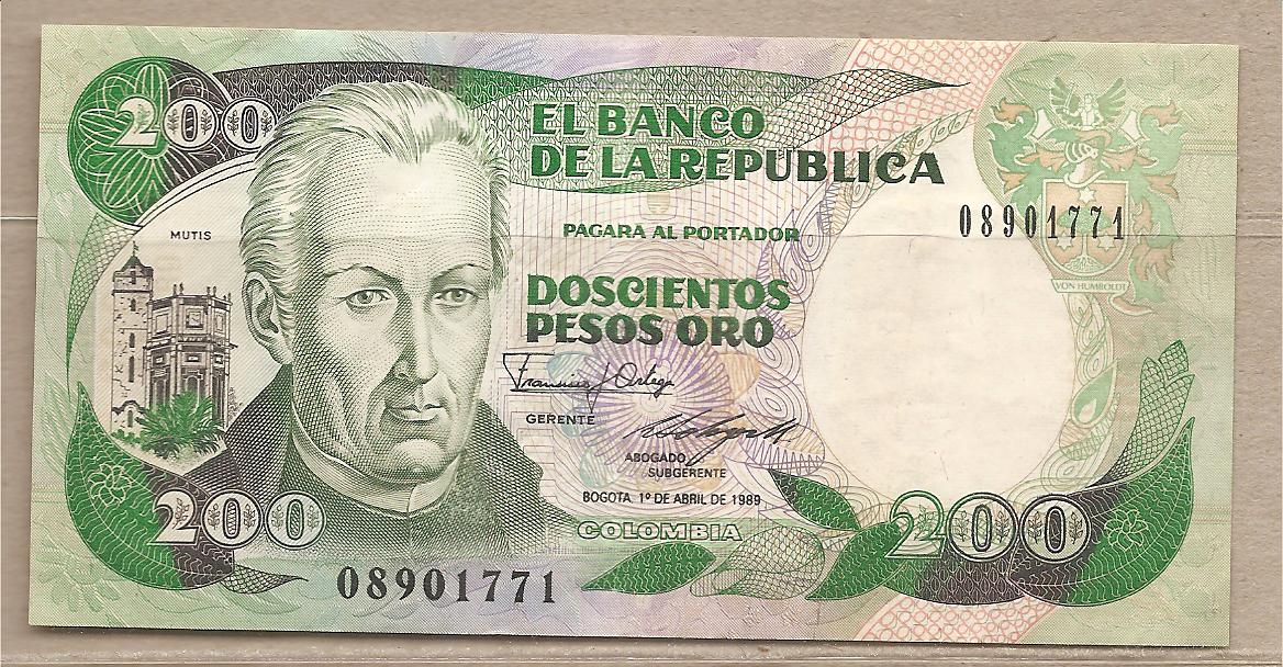 36922 - Colombia - banconota circolata da 200 Pesos de Oro - 1989