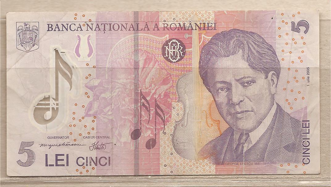 37035 - Romania - banconote circolata da 5 Lei - 2005 Polimero