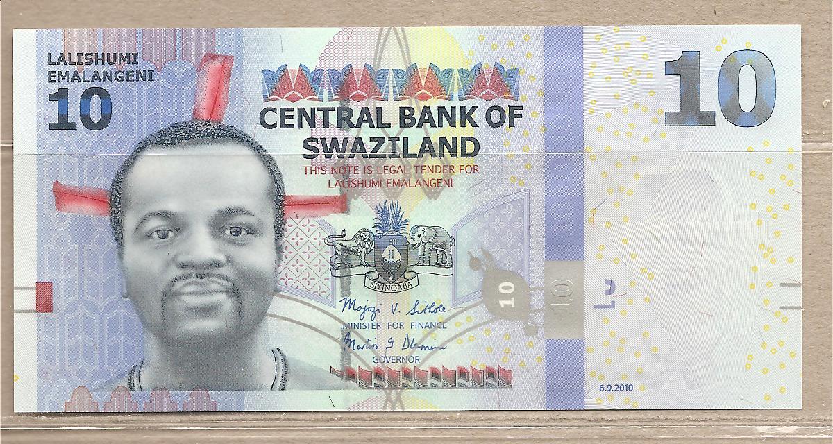 37036 - Swaziland - banconota non circolata da 10 Emalangeni - 2010