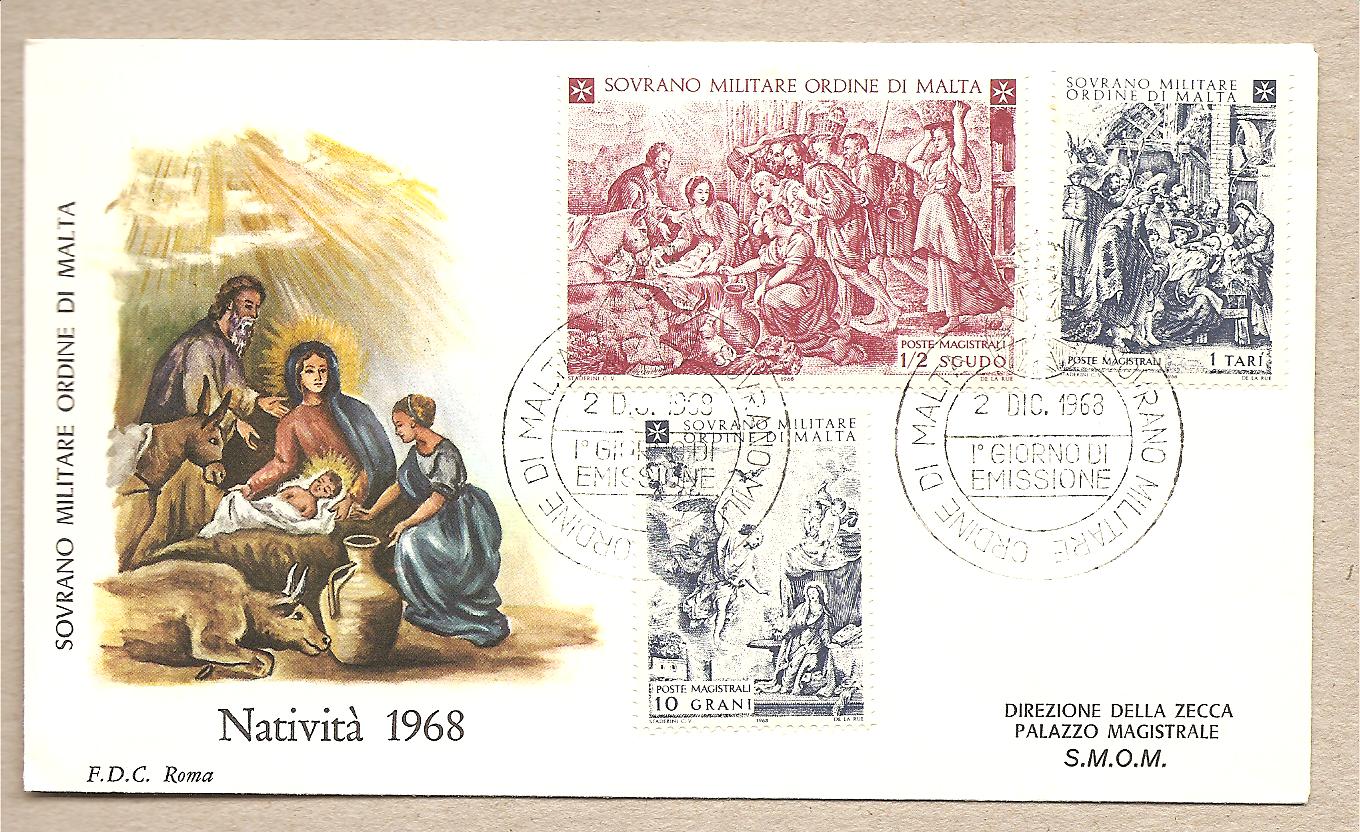 37041 - SMOM - busta FDC con serie completa: Natale 1968