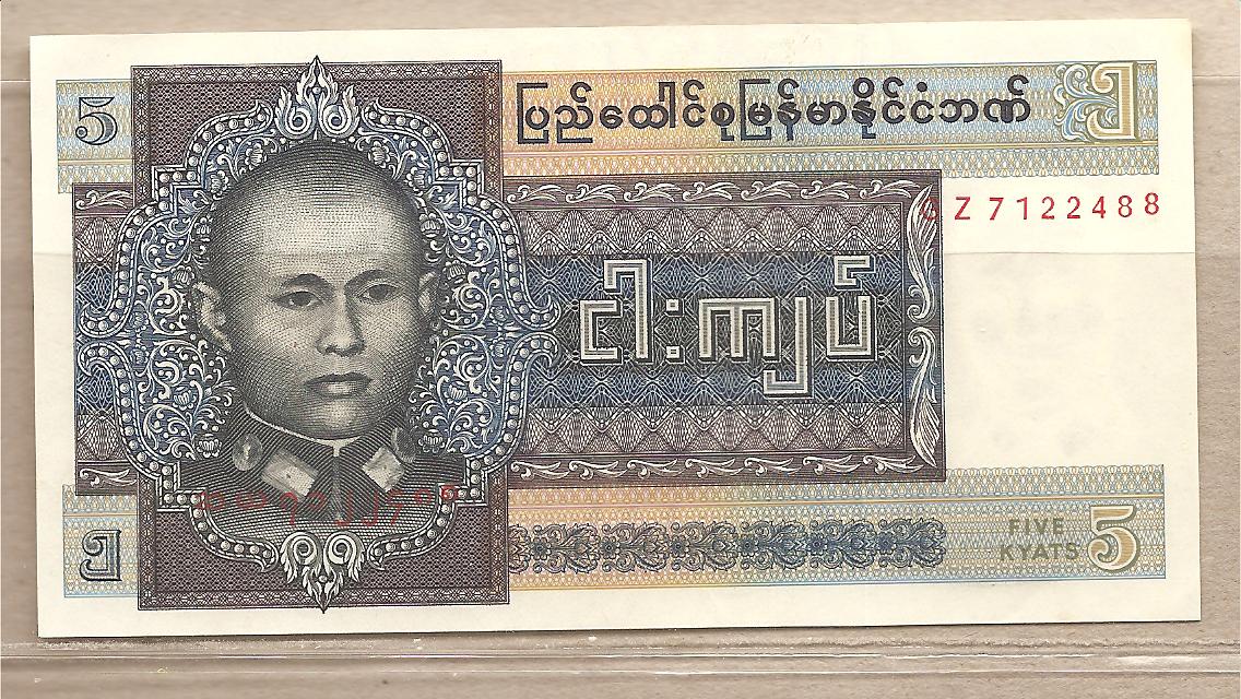 37111 - Birmania - banconota non circolata da 5 Kyats - 1979