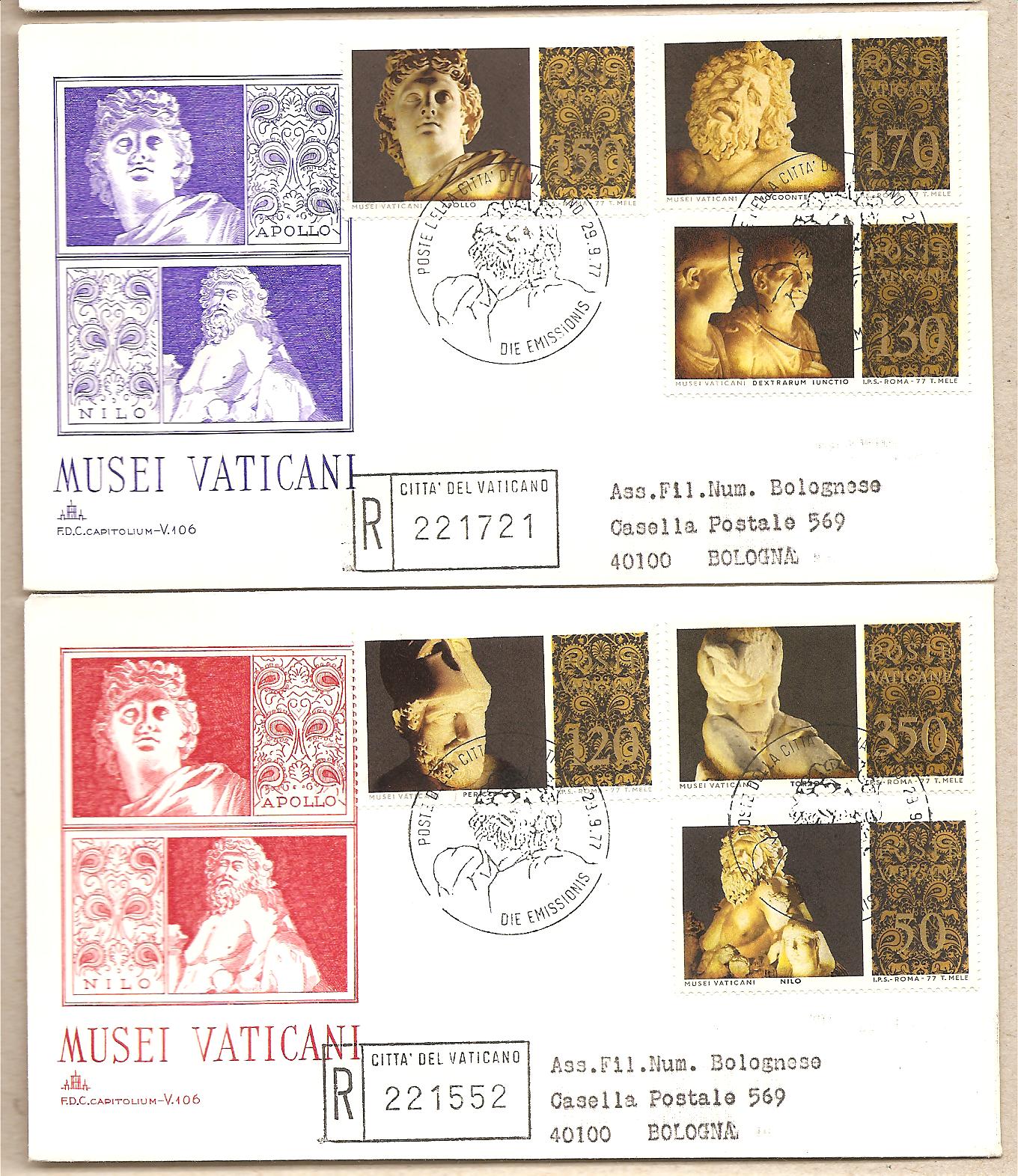 37282 - Vaticano - 2 buste FDC con serie completa: Musei Vaticani - 1977