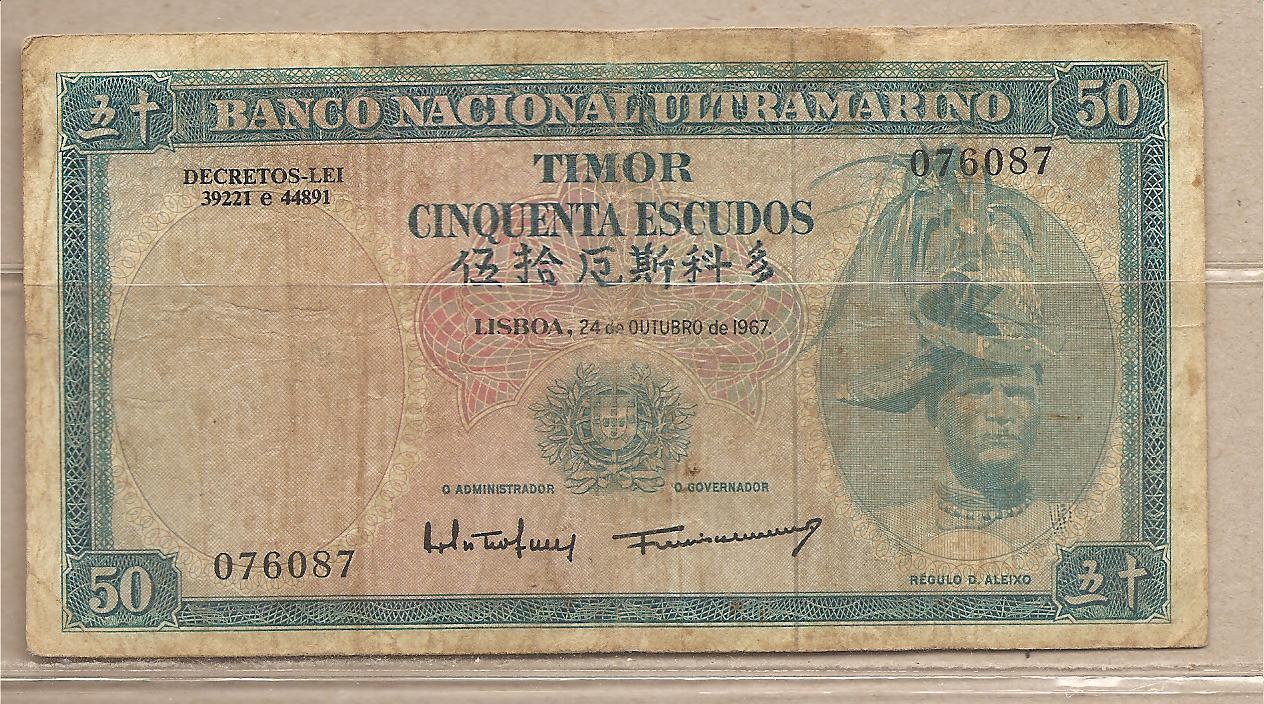 37304 - Timor Portoghese - banconota circolata da 50 Scudi - 1967