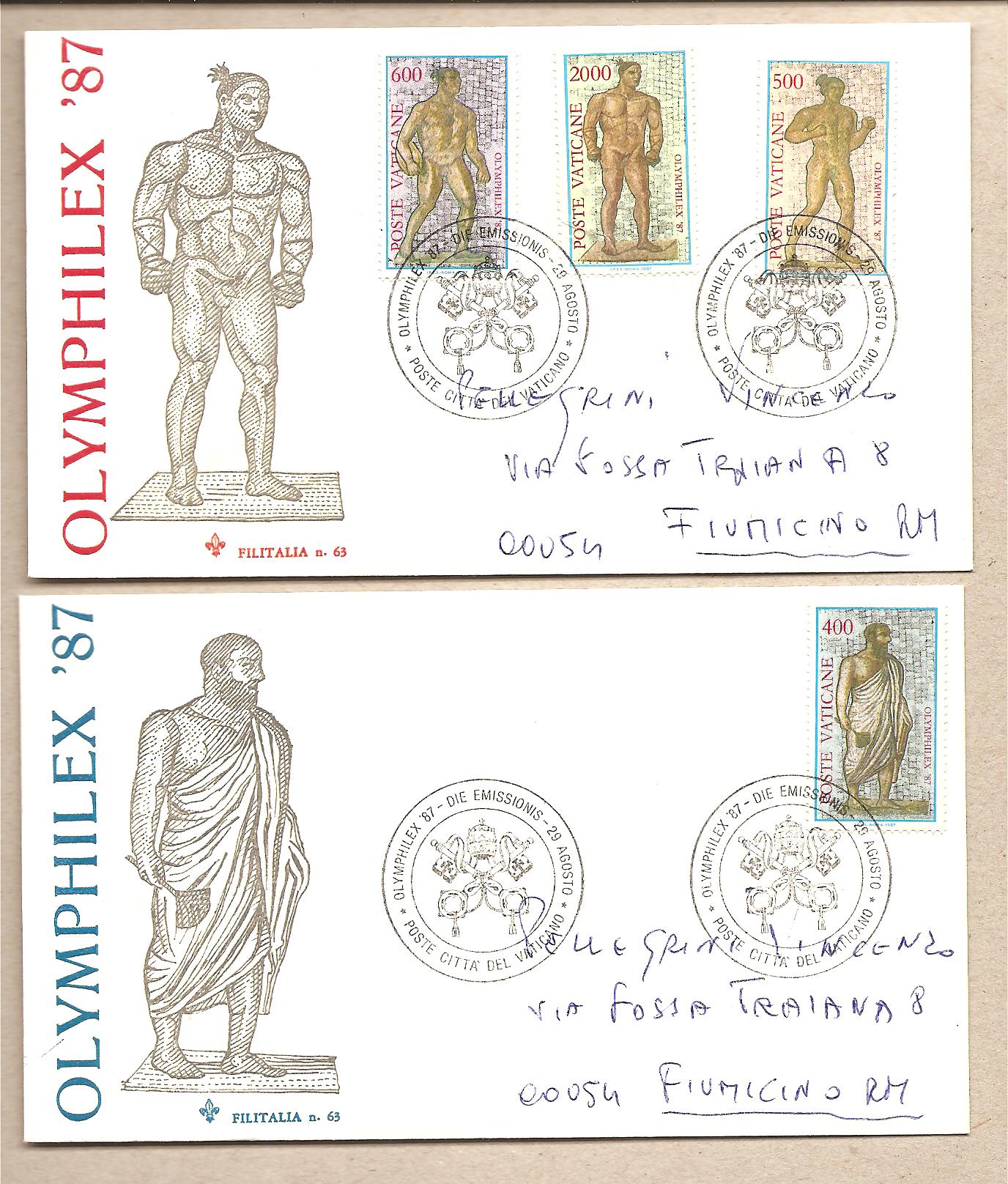 37317 - Vaticano - 2 buste FDC con serie completa: Olimphilex  87 - 1987