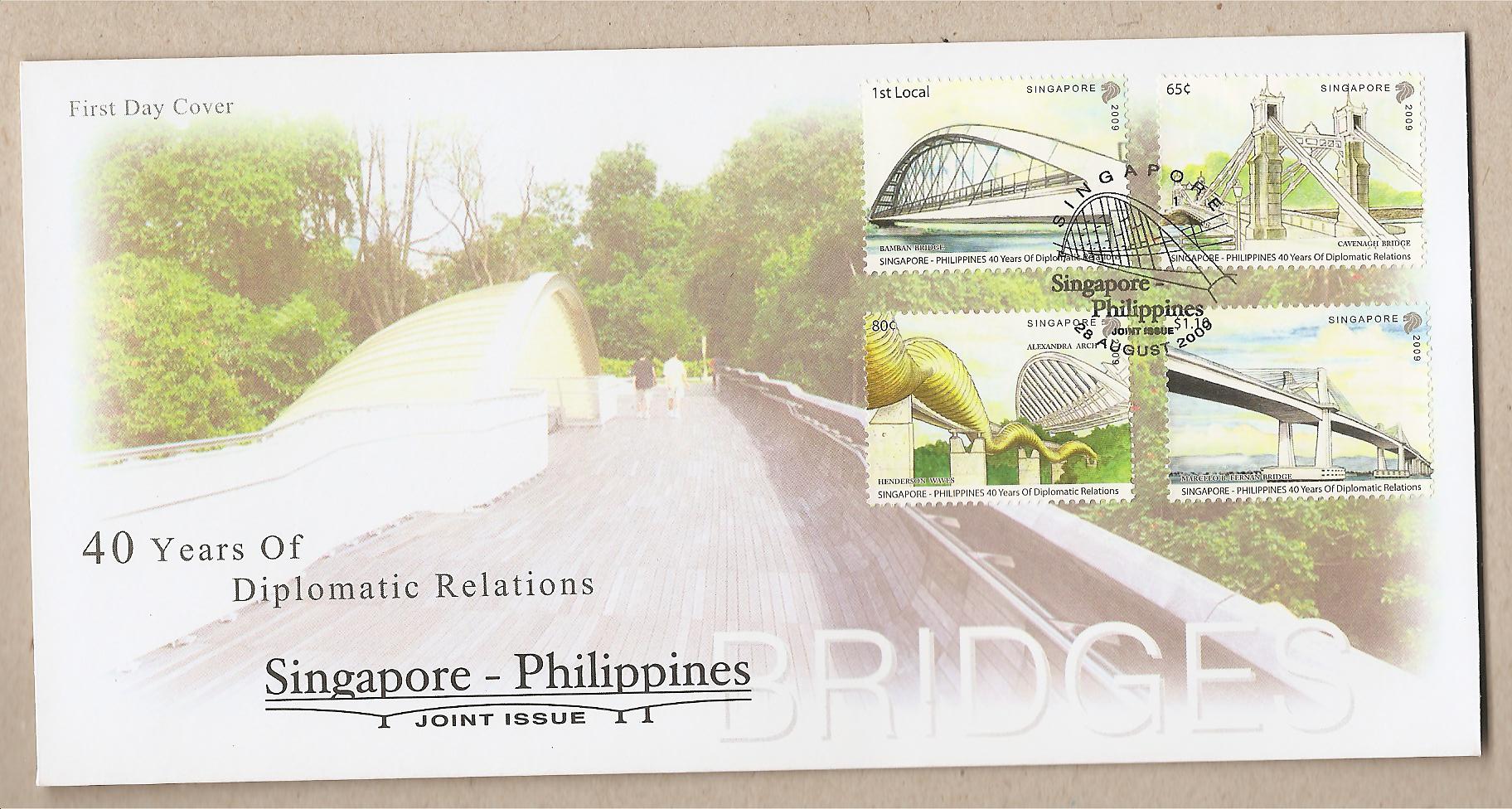 37515 - Singapore - busta FDC con serie completa: Ponti - 2009