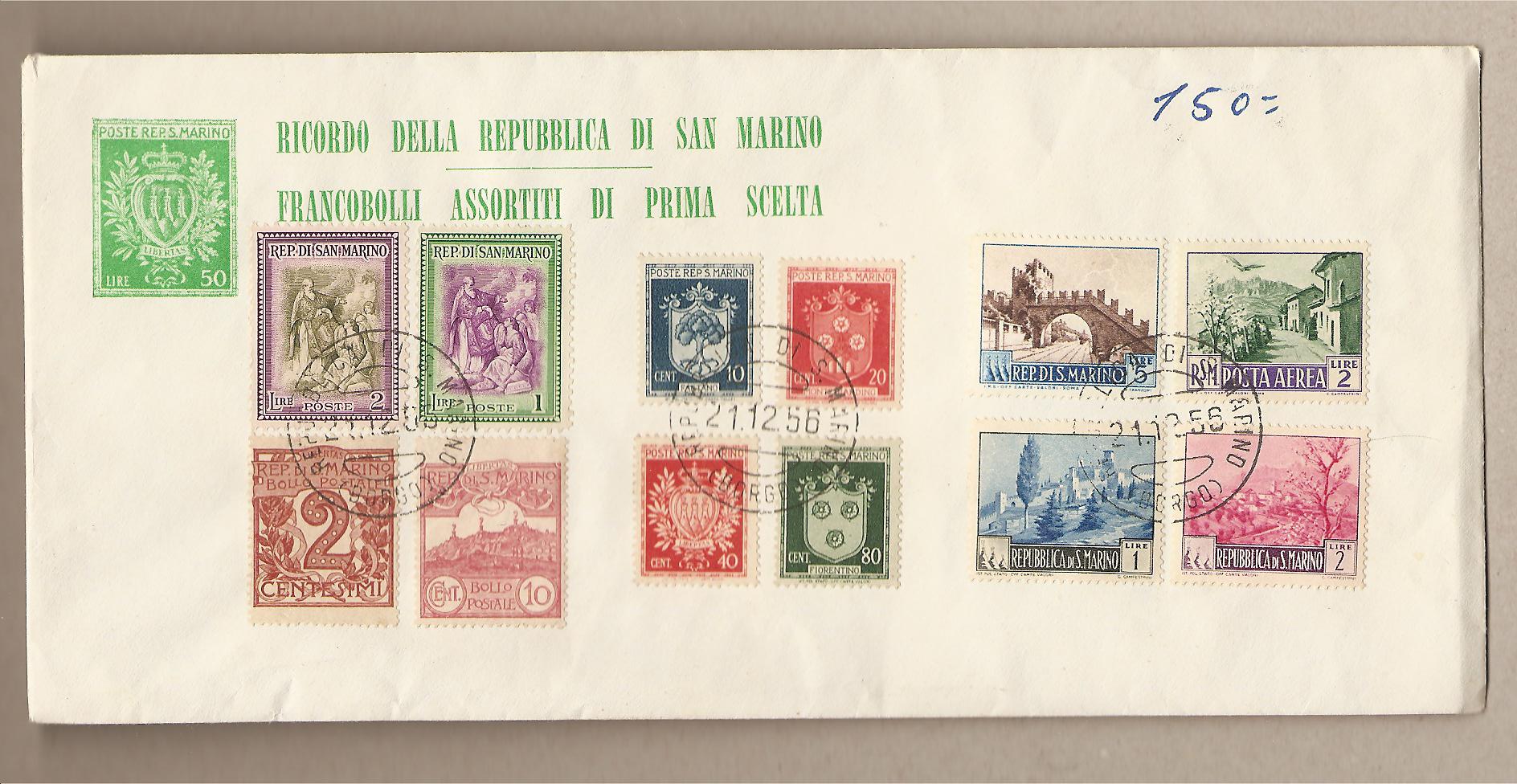 37583 - San Marino - busta con seriette - 1956