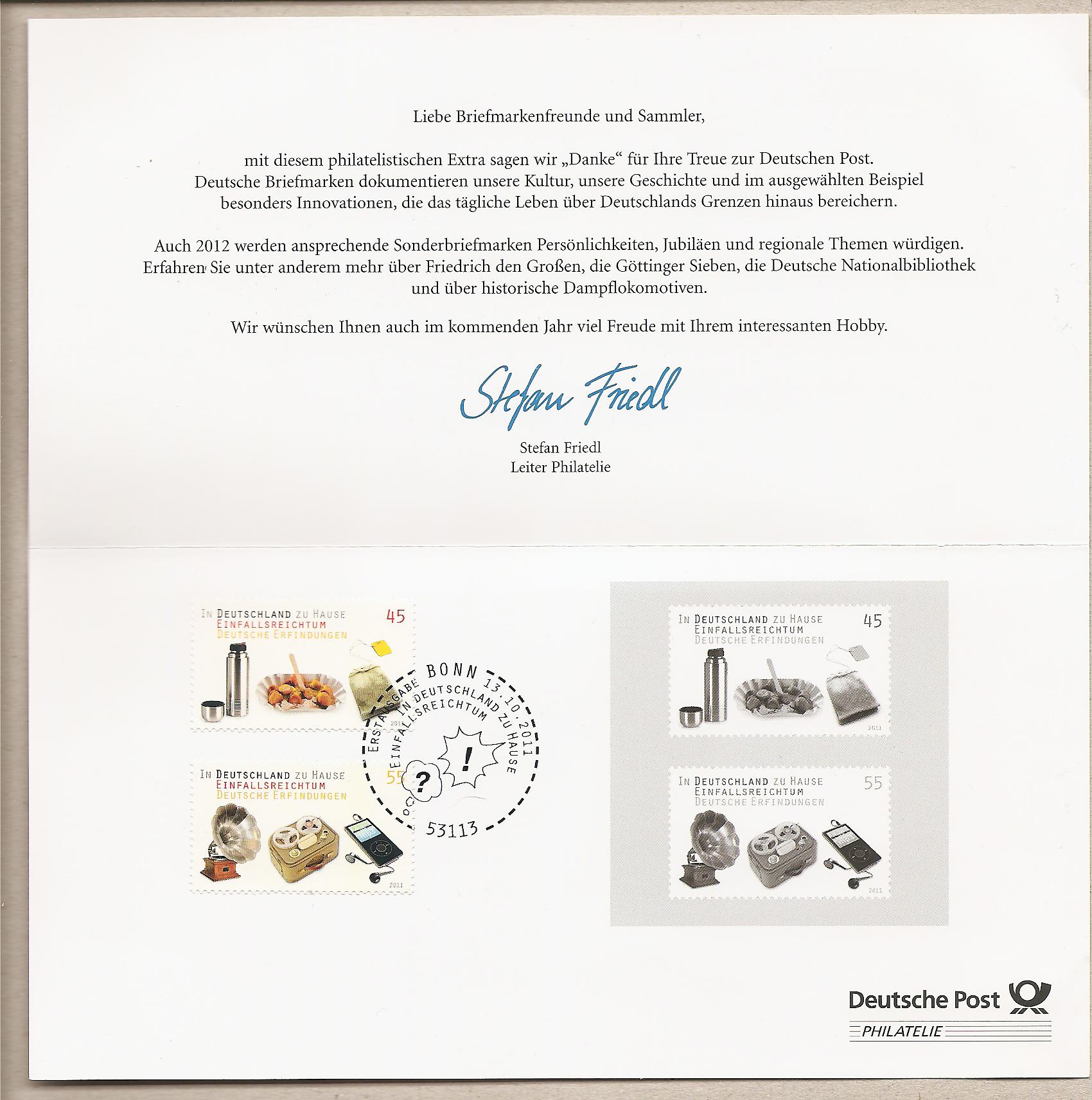 38134 - Germania - serie completa FDC - 2011