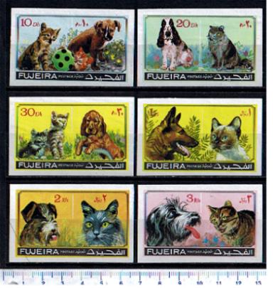 38254 - FUJEIRA (ora U.E.A.), Anno 1971- 733-38 - Cani e gatti,sogg.diversi - 6 valori non dentellati serie completa nuova senza colla