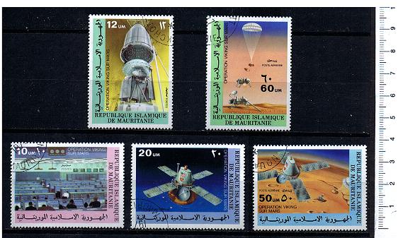 38904 - MAURITANIA 1977-3651 Operazione Viking su Marte - 5 valori serie completa timbrata - Yvert # 356/7+A175/7