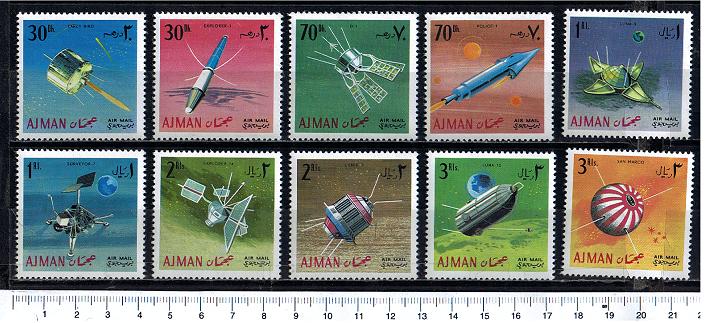 38908 - AJMAN, Anno 1966, #220-229 - Ricerche spaziali - 10 valori serie completa nuova