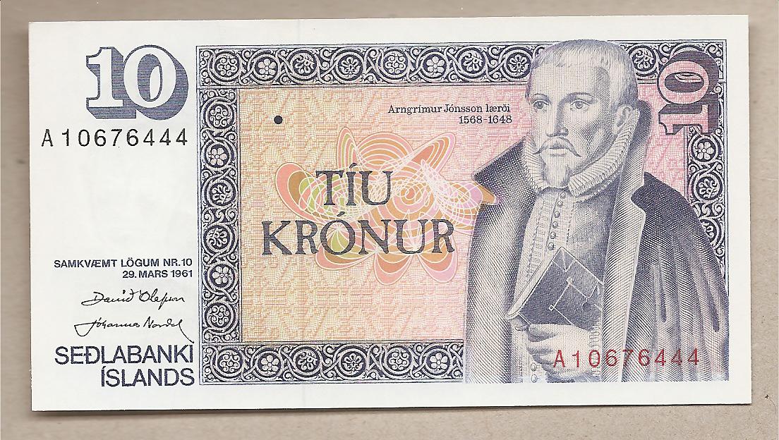 39186 - Islanda - banconota non circolata da 10 Corone - 1981