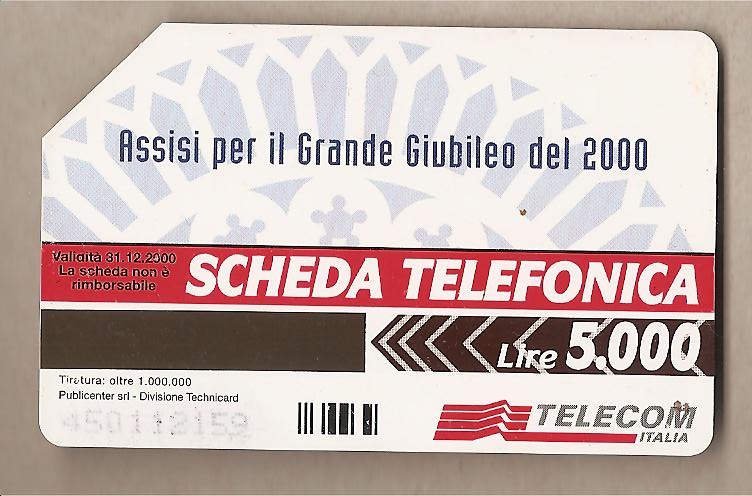 39300 - Italia - scheda telefonica usata da £ 5000 - Assisi per il Grande Giubileo del 2000