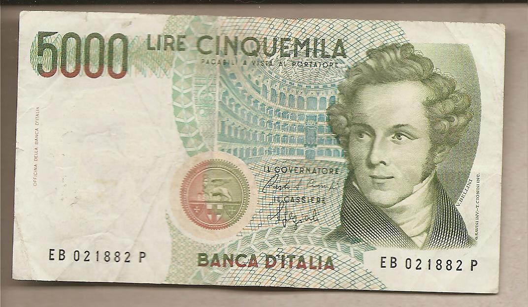 39488 - Italia - banconota circolata da 5.000 Lire - 1988 - Bellini